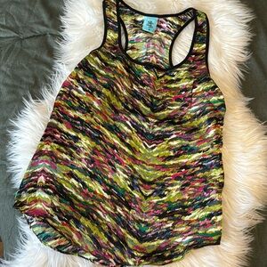H. I. P. • Vintage Y2K silky abstract racerback tank